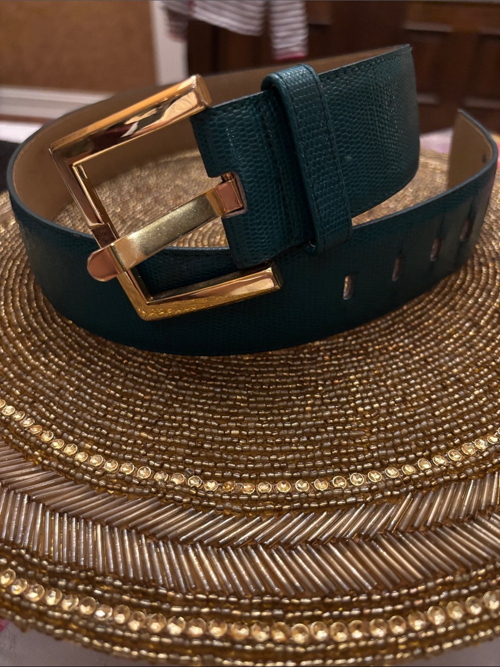 Iguana lizard skin belt